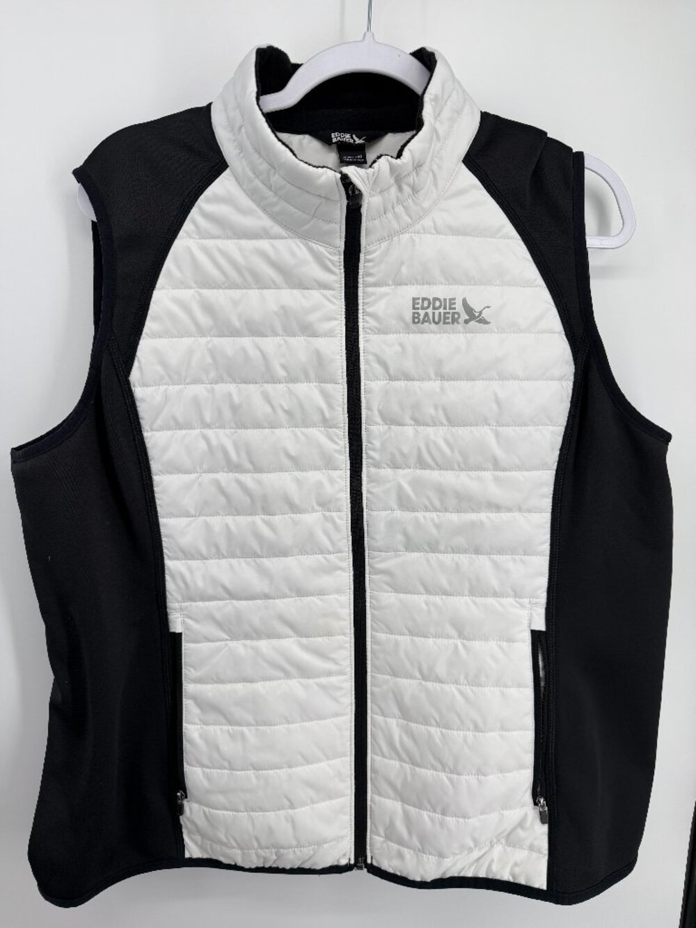 Eddie Bauer White Black Quilted Puffer Vest 2xl Activewear Gorpcore Athleisure